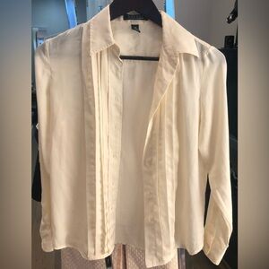 RALPH LAUREN Vintage Women’s Cream Long Sleeve Button Up Blouse (XS)